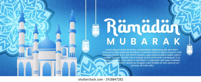 Flat design ramadan mubarak greeting card social media cover