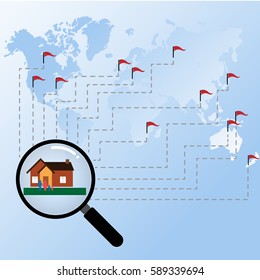Flat design real estate concept,search of home.Vector illustration