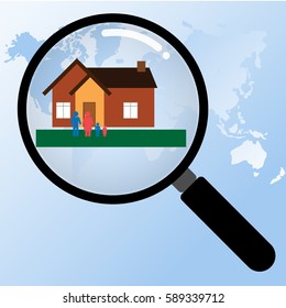 Flat design real estate concept,search of home.Vector illustration