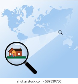 Flat design real estate concept,search of home.Vector illustration