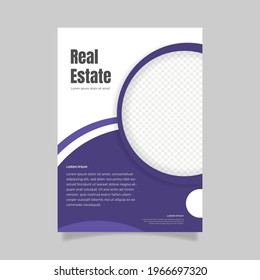 Flat design real estate poster with photo. - Vector.