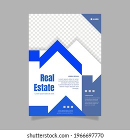 Flat design real estate poster with photo. - Vector.