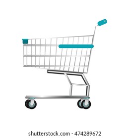 flat design realistic shopping cart icon vector illustration