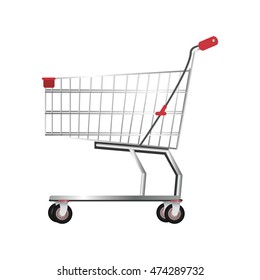 flat design realistic shopping cart icon vector illustration