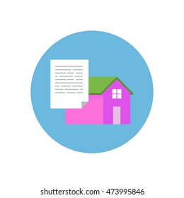 Flat Design Realty Icon Home with Document. Vector illustration