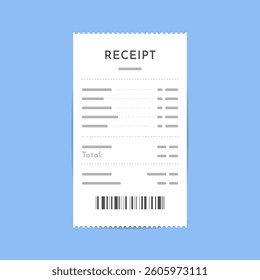 flat design of Receipt on Blue Background Vector Illustration