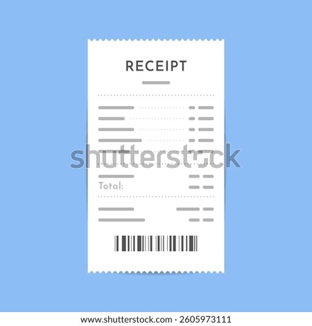flat design of Receipt on Blue Background Vector Illustration