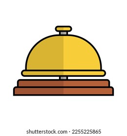 Icono de timbre de recepción de diseño plano. Icono de timbre del hotel. Campana de escritorio. Vector.