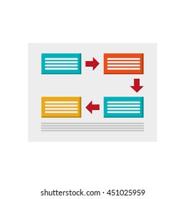 flat design rectangles and arrows diagram icon vector illustration