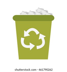 flat design recycling bin icon vector illustration
