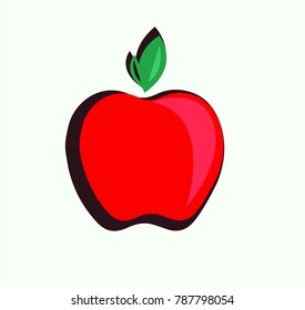 Flat Design of Red Apple isolated