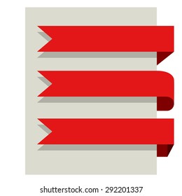Flat design red banners vector template isolated on white background.