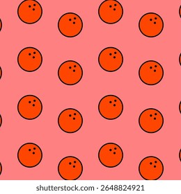 Flat design of red bowling ball seamless pattern on red  background.
