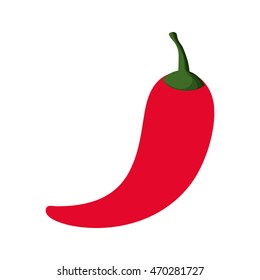 flat design red chili pepper icon vector illustration