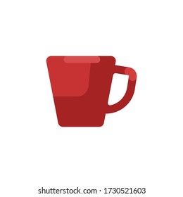 Flat design red cup isolated on white background. Vector illustration