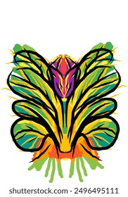 flat design of red flowers and green leaves