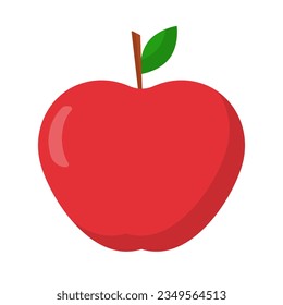 Flat design red fruit apple icon. Vector.