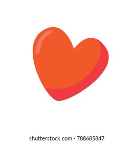 Flat design red heart. Lovely heart, sweet heart. Vector illustration.