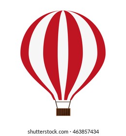 flat design red hot air balloon icon vector illustration