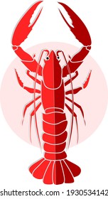 flat design of a red lobster for seafood or sea animal content.