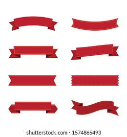 Flat design red ribbon collection Vector