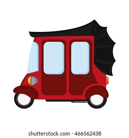 flat design red rickshaw or tuk tuk icon vector illustration