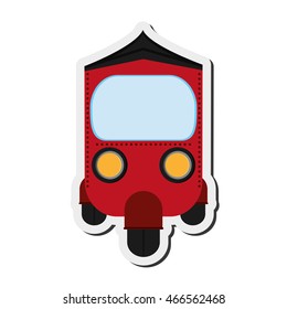 flat design red rickshaw or tuk tuk icon vector illustration