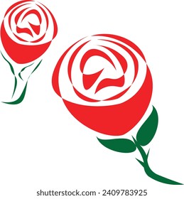 flat design of red rose flower