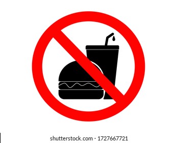 Flat design red round Black sign no food or drink arrowed, vector illustration drawn the rule no food and drink allowed, restriction prohibition sign and symbol isolated in white background 