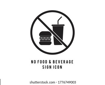 Diseño plano rojo redondo Negro signo no se arroja comida ni bebida, ilustración vectorial dibujada la regla no se permite comida ni bebida, signo de prohibición de restricción y símbolo aislado en fondo blanco