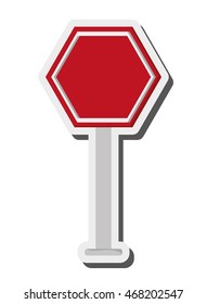 flat design red street sign icon vector illustration