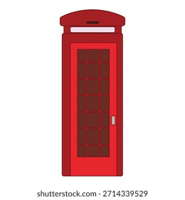 Flat Design Red Telephone Booth Public Communication Icon Illustration