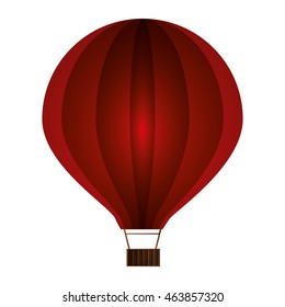 flat design red textured hot air balloon icon vector illustration
