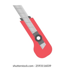 Flat design red utility knife icon. Vector.