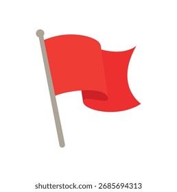 Flaches Design einer roten Wellen Flagge. Symboldesign für Karten und Navigationssysteme. Vektorgrafik.