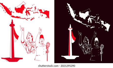 Flat design, red and white color vector, Illustration of a flag for a banner. The concept of Indonesian Independence Day August 17th.