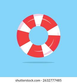 Flat design red white ring buoy safety float