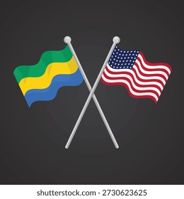 flat design representing united states and gabon flags for environmental partnership and african diplomatic relations