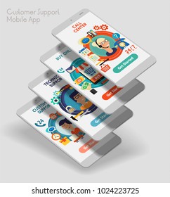 Flat design responsive UI mobile app with 3d mockups