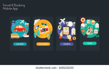 Flat design responsive UI mobile app mockups