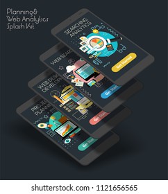 Flat design responsive UI mobile app with 3d mockups