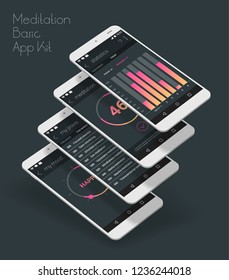 Flat design responsive UI mobile app with 3d mockups
