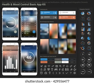 Flat design responsive UI mobile app and website template