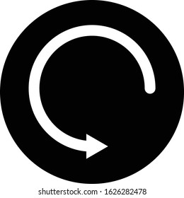 Flat Design Restart Icon with black and white color