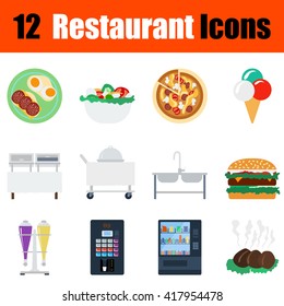 Flat design restaurant icon set in ui colors. Vector.