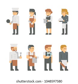 Flat design restaurant staffs illustration vector