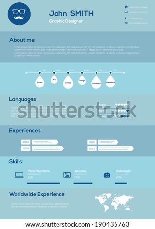 flat design resume infographics timeline stock vector royalty free flat design resume