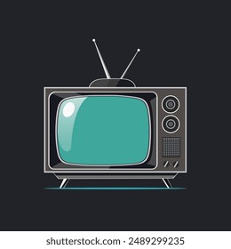 Diseño plano retro 90s tv Ilustración vectorial. Televisión retro vintage aislado sobre fondo oscuro