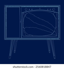 flat design retro classic tv outline. Front view. Vector illustration