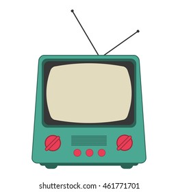 flat design retro classic tv with antenna icon vector illustration